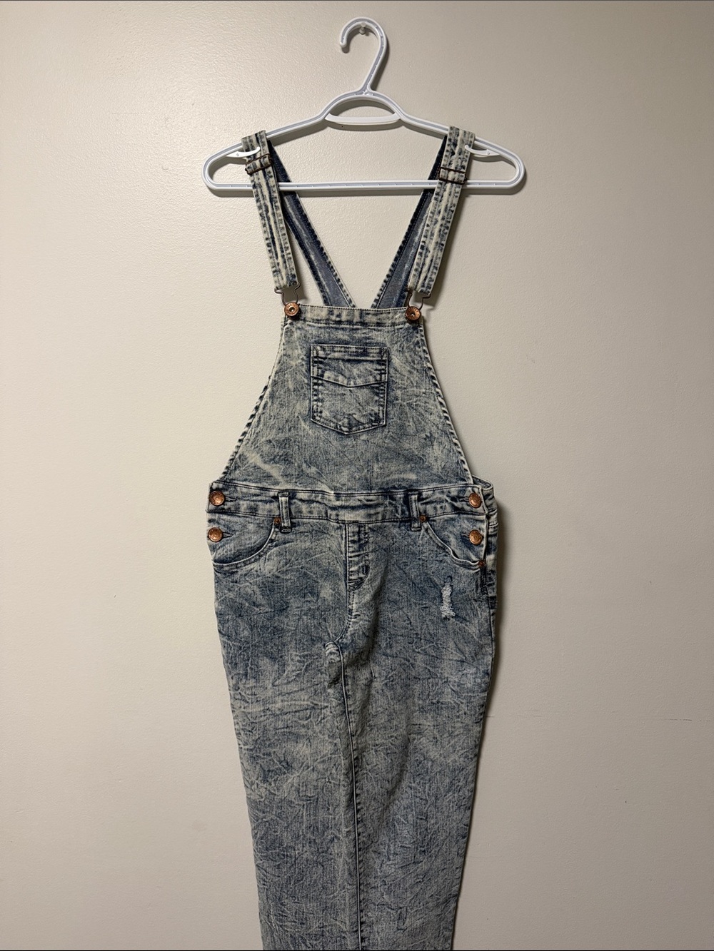 Justice Acid Wash Denim Overalls - Faded Blue